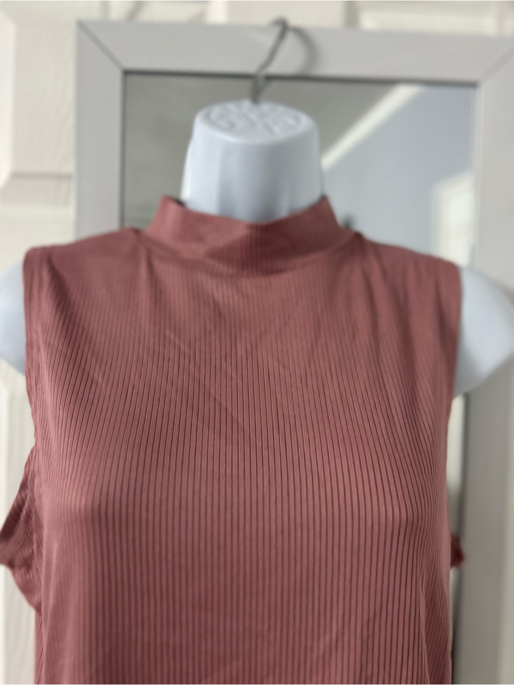 Olivia Rae Ribbed Mock Neck Tank - Rose Mauve